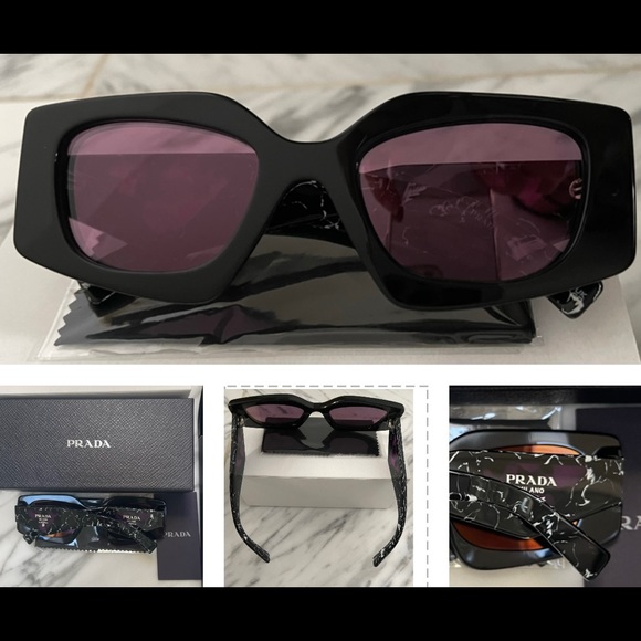 PRADA COLORFUL COLLECTION WITH THE ICONIC TRIANGLE LOGO VIOLET MIRROR LENS - Picture 2 of 16